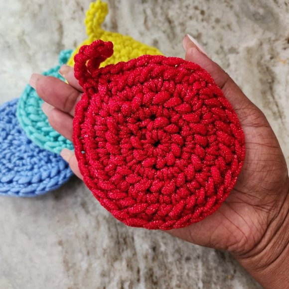 Kitchen Pot Scrubber, Scrubber, Crochet Scouring Pad,Heavy Duty Scubber - Picture 5 of 7